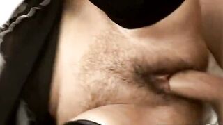 Hairy mature in stockings fucks inexperienced lucky cock and has pussy orgasm