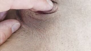 Close up anal and pussy insertion of my sexy milf wife with big natural breasts