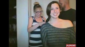 Two gals lengthy hair braiding and milk shakes flashing-more movie scenes on jasminfuck.com